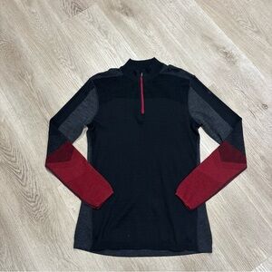 Smartwool Men's Intraknit Merino 200 Colorblock 1/4 Zip Base Layer top M